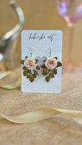 Cream Rose Silver Earrings