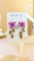 Purple Roses - Danglers Earrings Silver