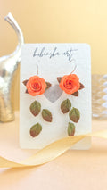 Orange Roses - Danglers Earrings Silver