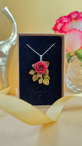 Red Rose Necklace - Silver