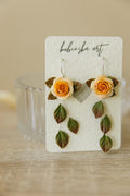 Cream Yellow Roses - Danglers Earrings Silver