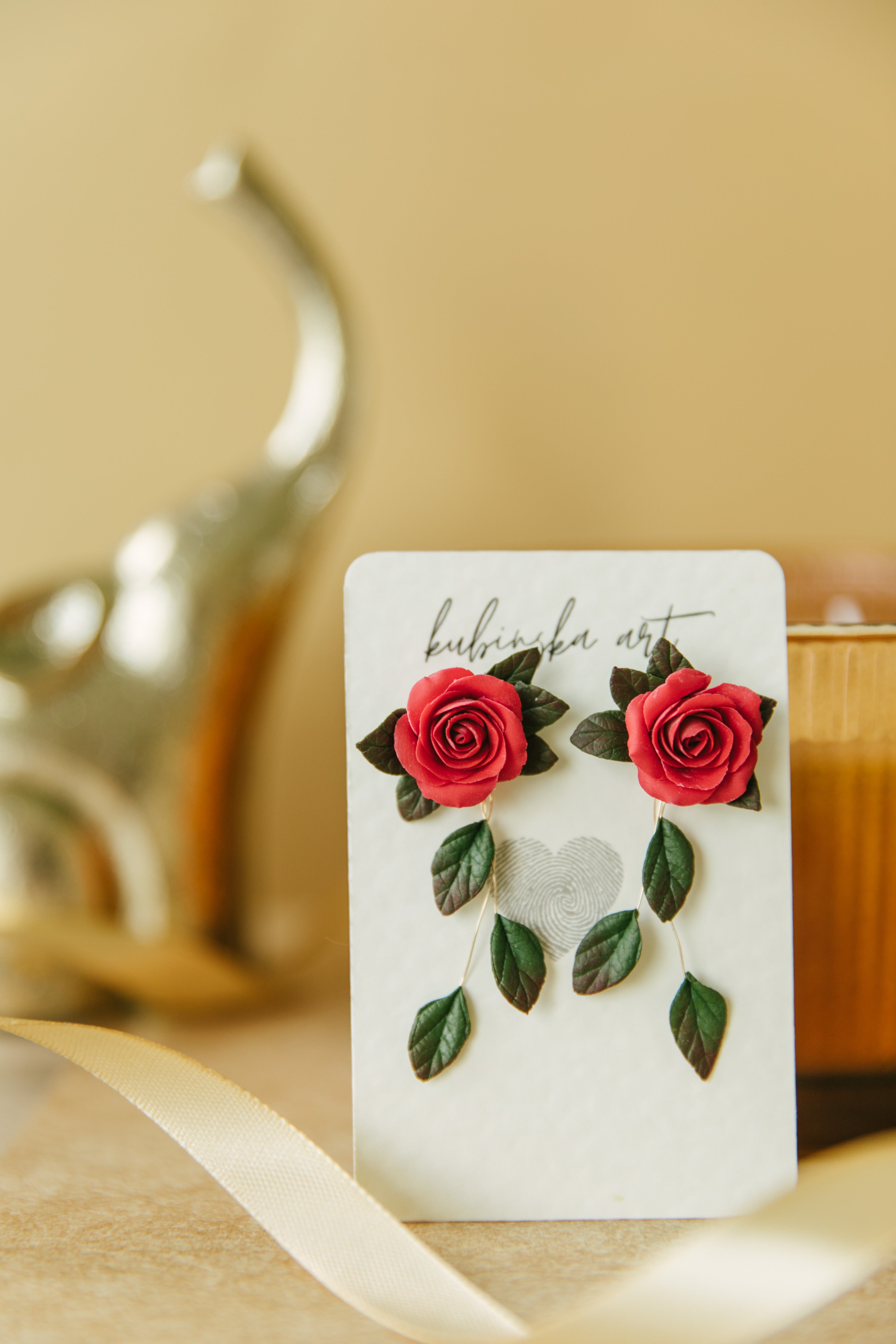 Red Roses Earrings - Studs